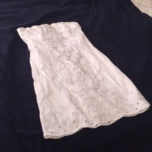 White House black market White strapless dress